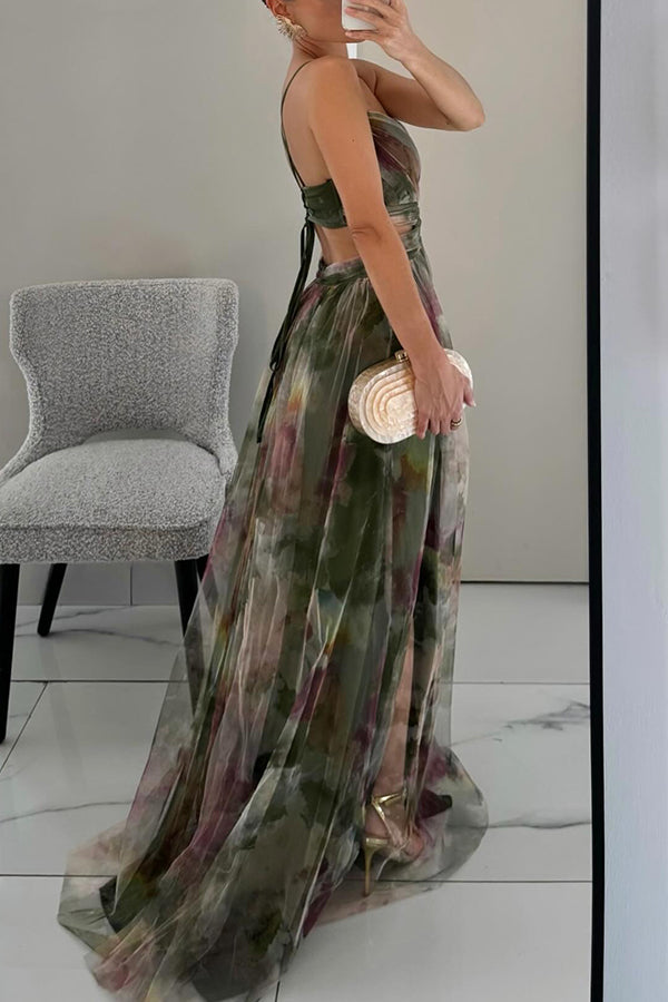 Eléna | Elegantes langes Kleid mit Blumenprint