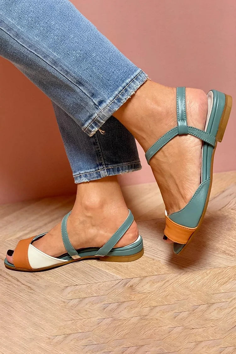 ELOISE | PEEP-TOE-SANDALEN MIT FARBIGEM SLINGBACK-BLOCK