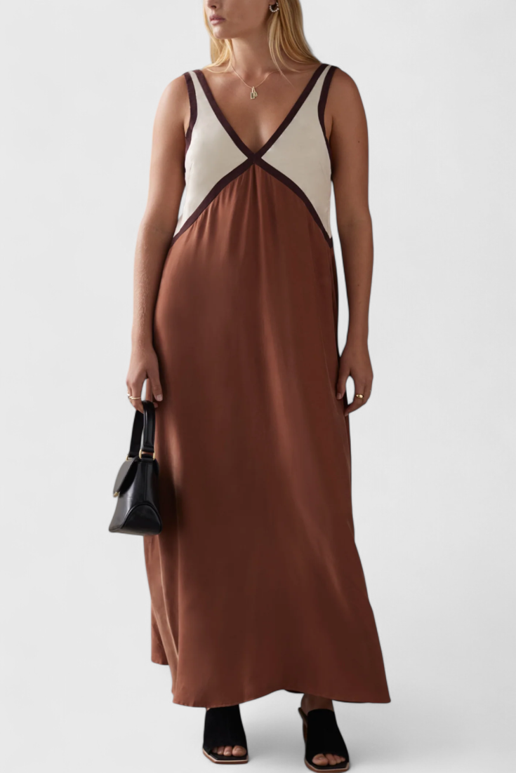 Diamant Sommer Boho Kleid mit V-Ausschnitt V-Ausschnitt