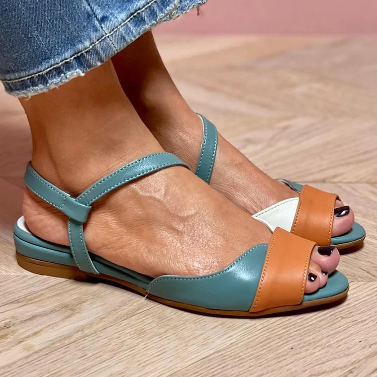 ELOISE | PEEP-TOE-SANDALEN MIT FARBIGEM SLINGBACK-BLOCK