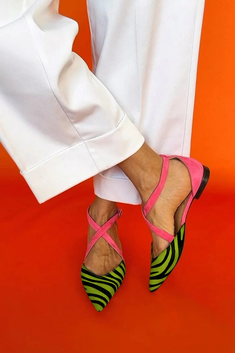 MARIËTTE | ZEBRA PRINT MIT PASSENDEN GEKREUZTEN KNÖCHELRIEMEN