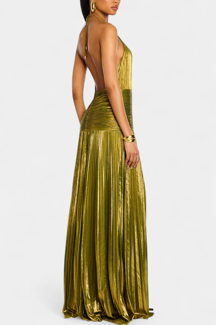 Lorette | Metallic-Kleid mit offenem Rücken