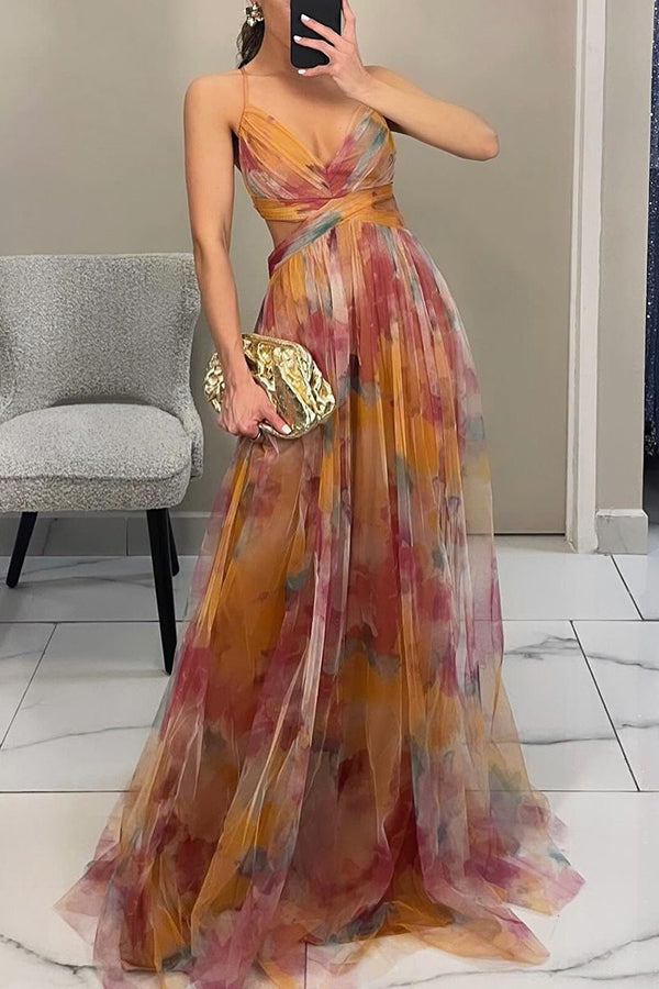 Eléna | Elegantes langes Kleid mit Blumenprint