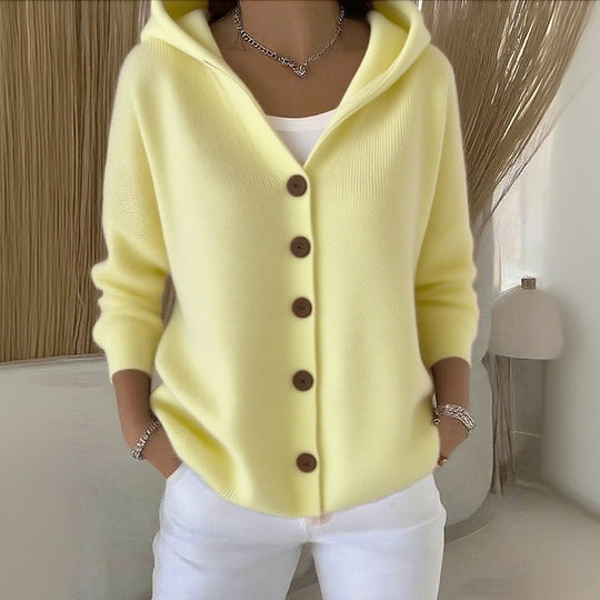 Damen-Cardigan aus Baumwolle, glatt, bequem, lässig, langärmelig