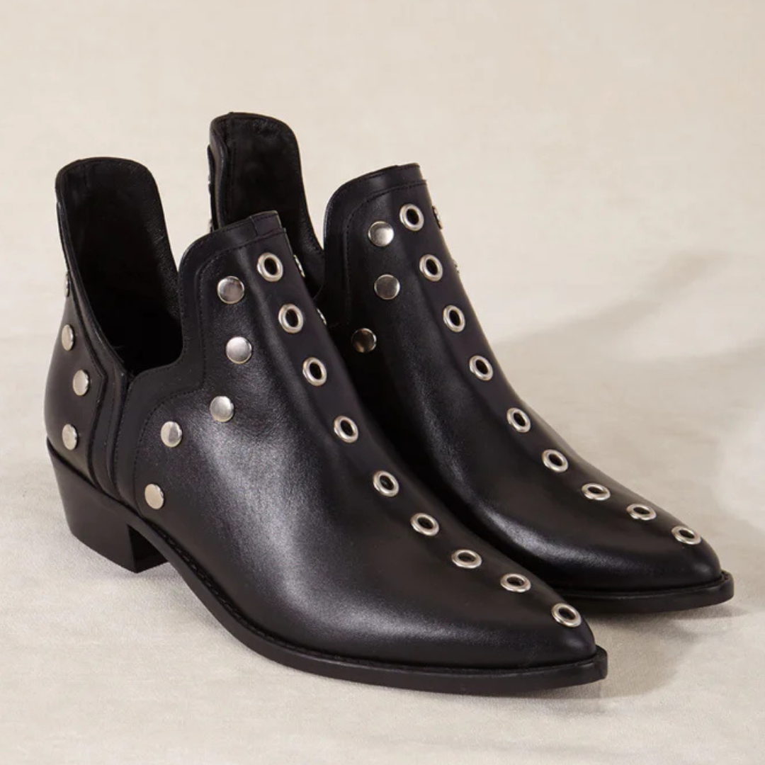 Damen Stiefeletten aus Wildleder/Leder – Boho Chic Style mit Nieten | Bequem und vielseitig