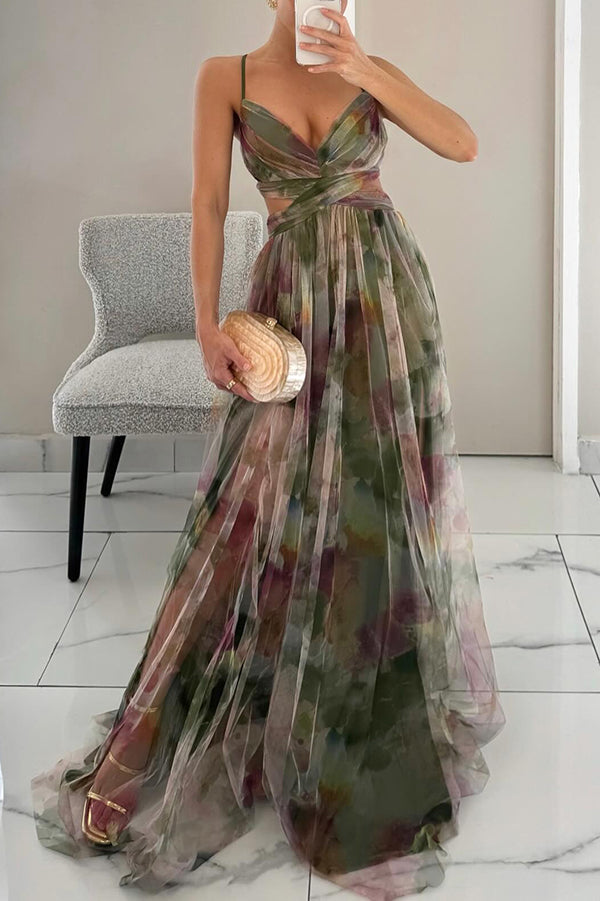 Eléna | Elegantes langes Kleid mit Blumenprint