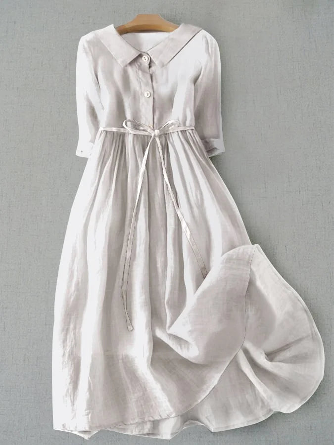 AZULAH | Elegantes Kleid mit kurzen Ärmeln und einer Schleife an der Taille