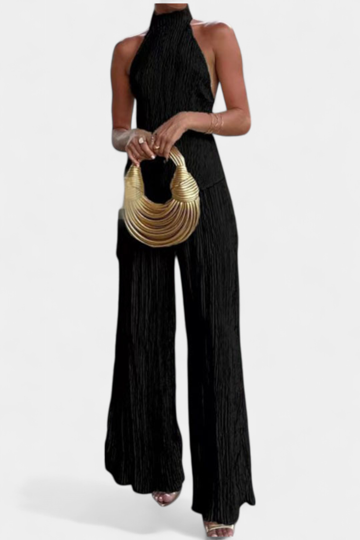 Pilarica Elegantes plissiertes asymmetrisches Oberteil und fließende Hose