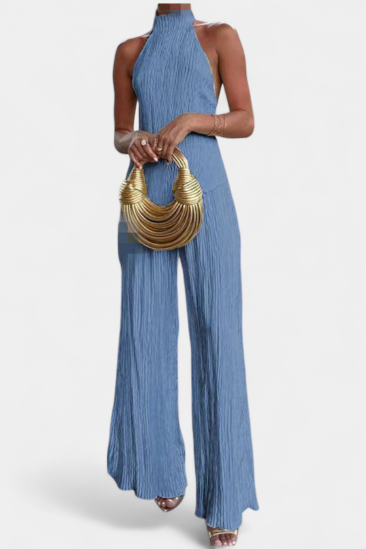 Pilarica Elegantes plissiertes asymmetrisches Oberteil und fließende Hose