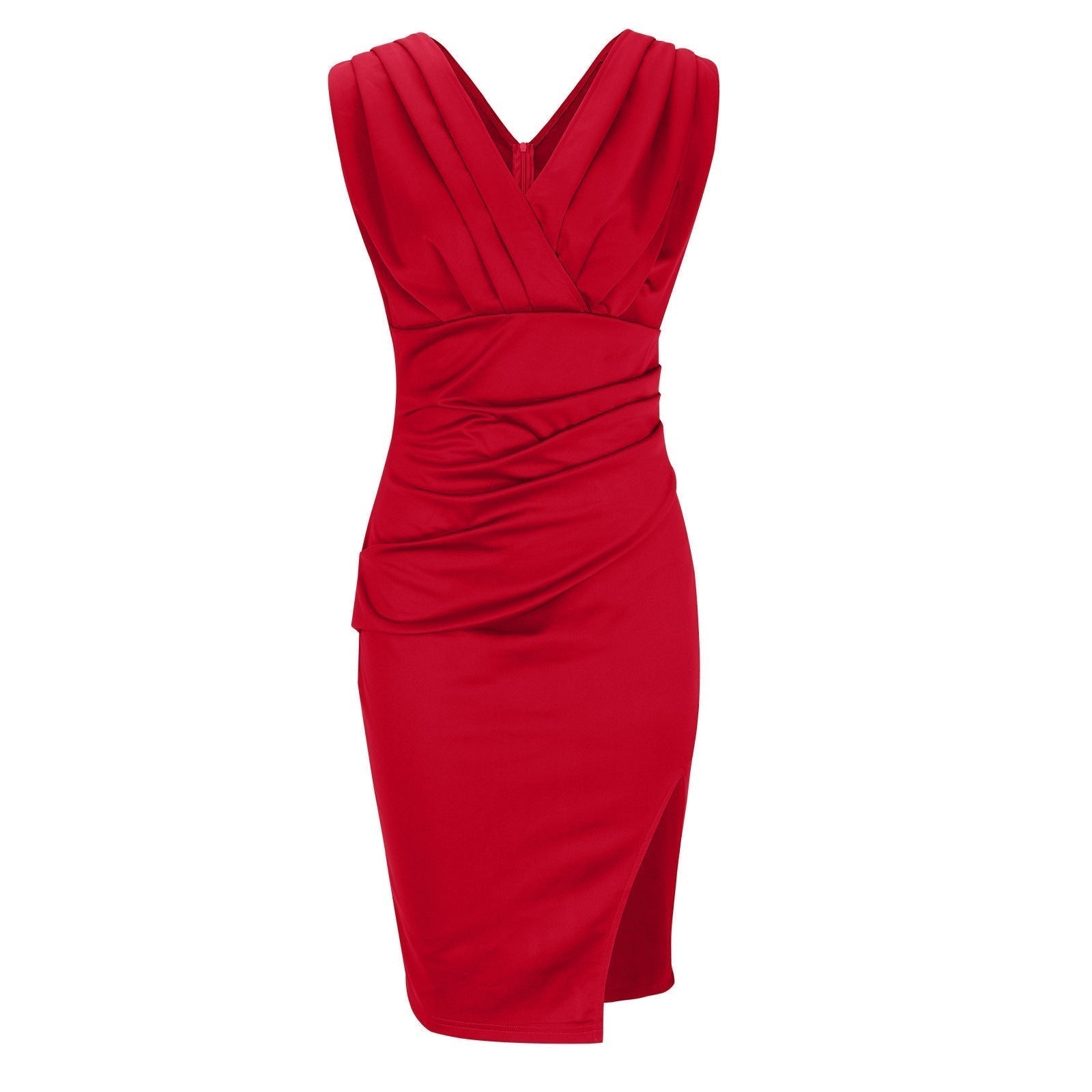 Florine | Tailliertes Kleid mit V-Ausschnitt und Schlitz
