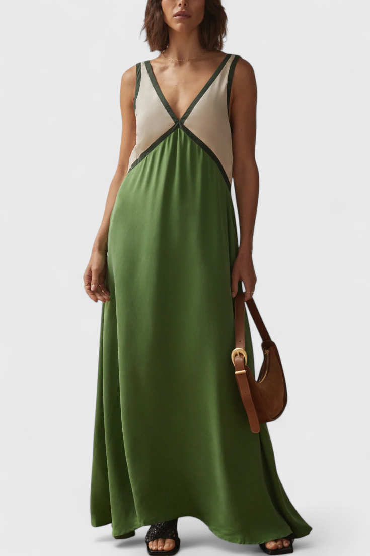 Diamant Sommer Boho Kleid mit V-Ausschnitt V-Ausschnitt