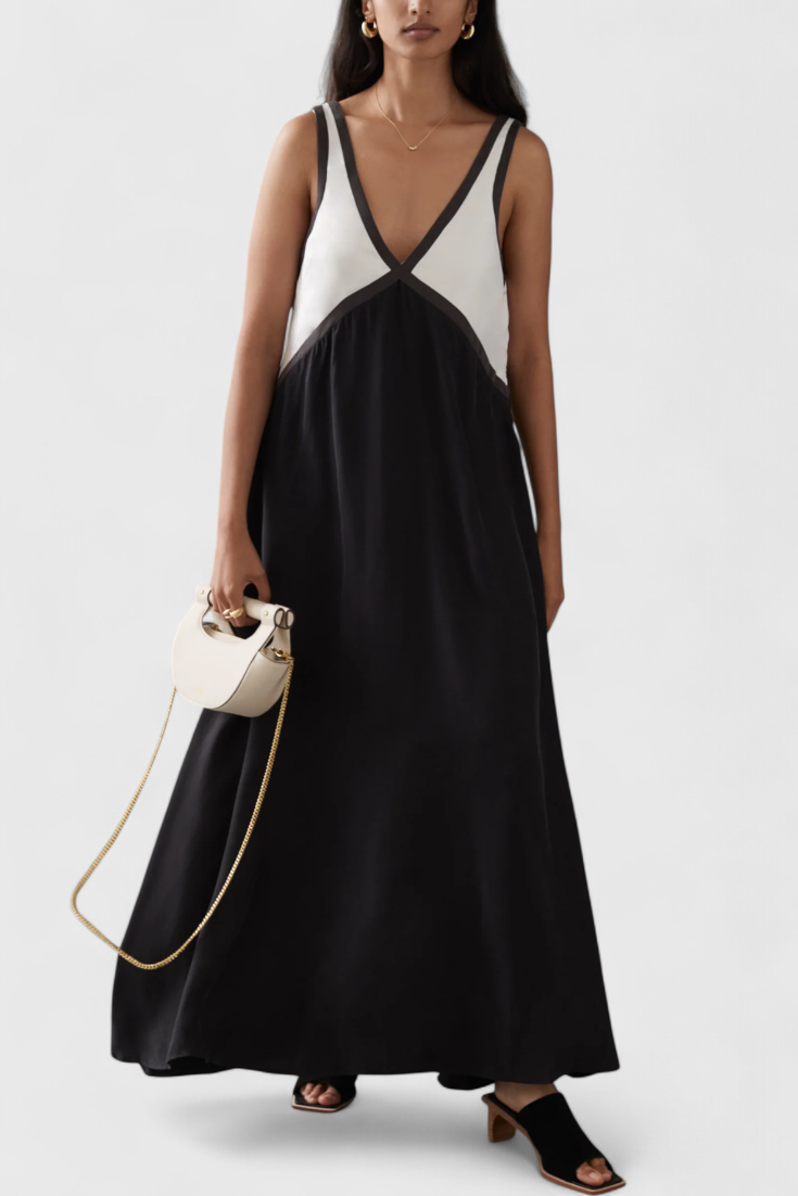 Diamant Sommer Boho Kleid mit V-Ausschnitt V-Ausschnitt