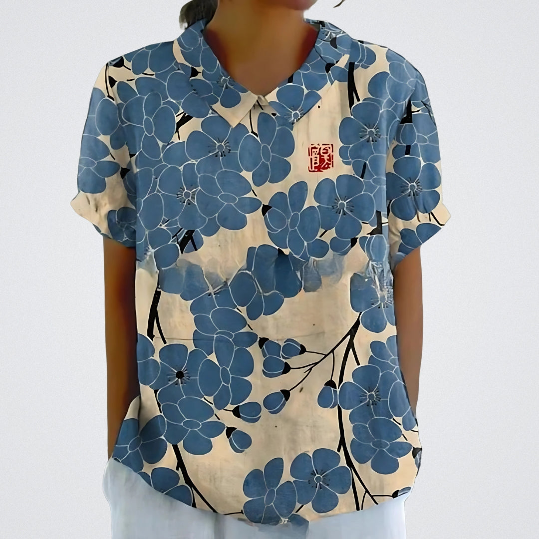 Valentine™ | Lina - Bluse aus floralem Leinen