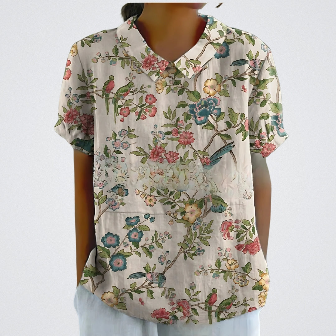 Valentine™ | Lina - Bluse aus floralem Leinen