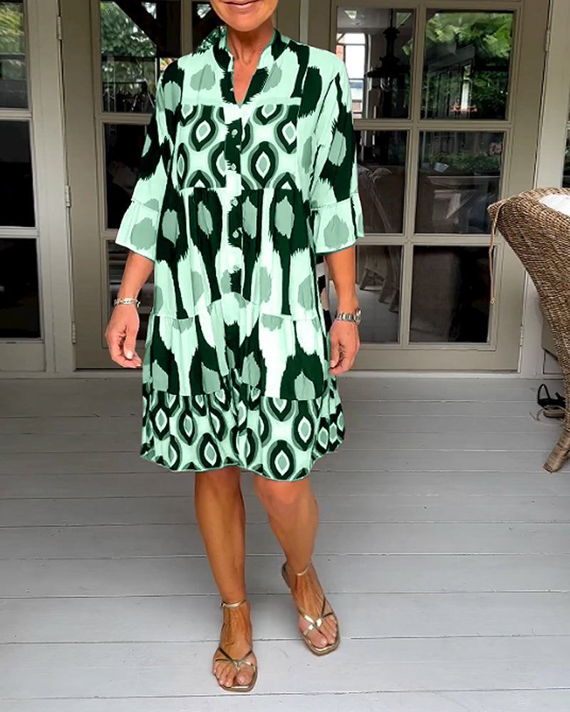 Lunora® | bedrucktes Kleid mit 3/4 Ärmeln