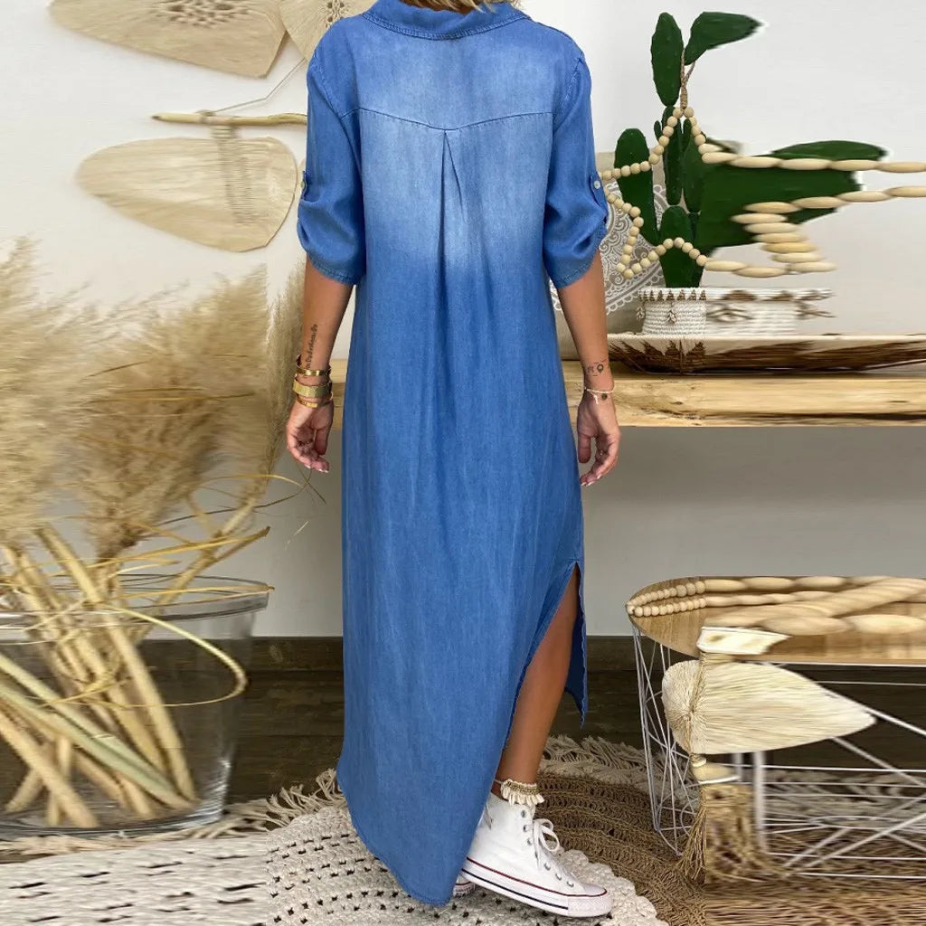 LEA|Langes Kleid im Jeans-Stil