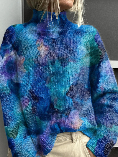 Pullover mit abstraktem Blumen-Aquarell-Print