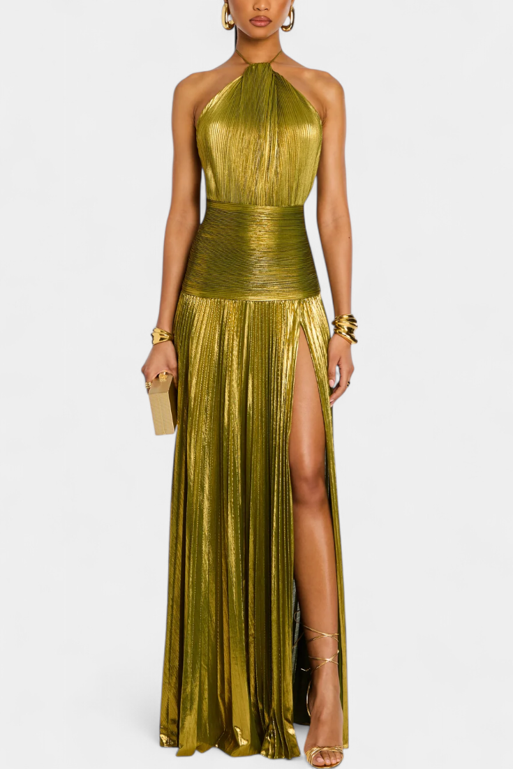 Lorette | Metallic-Kleid mit offenem Rücken