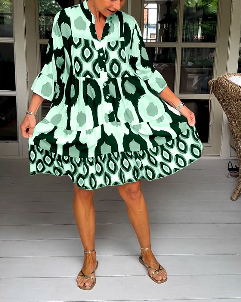 Lunora® | bedrucktes Kleid mit 3/4 Ärmeln