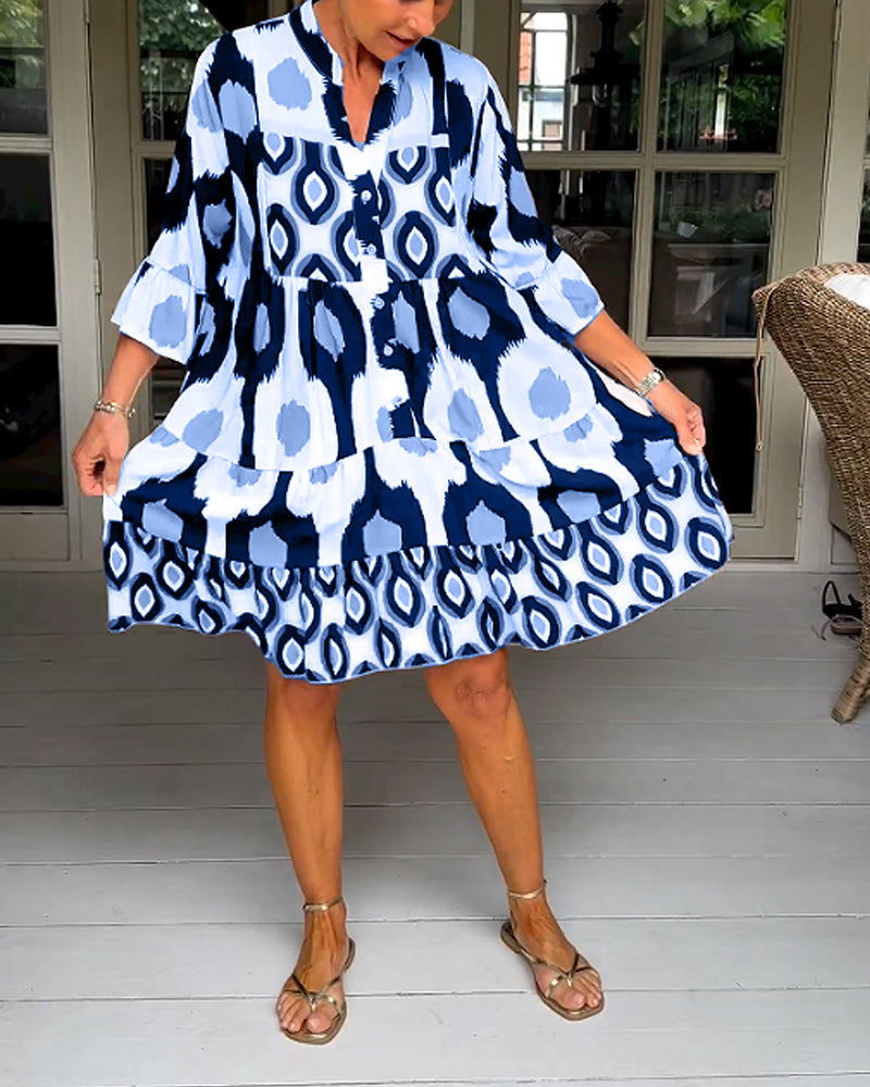Lunora® | bedrucktes Kleid mit 3/4 Ärmeln