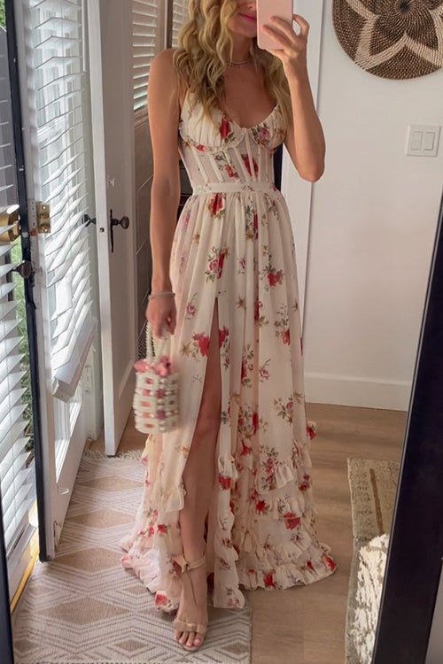 Yuna - Langes Kleid mit Blumenmuster