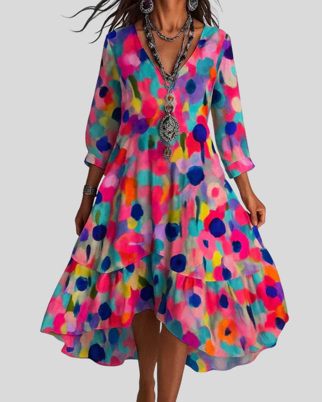 Leichtes Maxikleid mit Blumenmuster im Bohemian-Stil