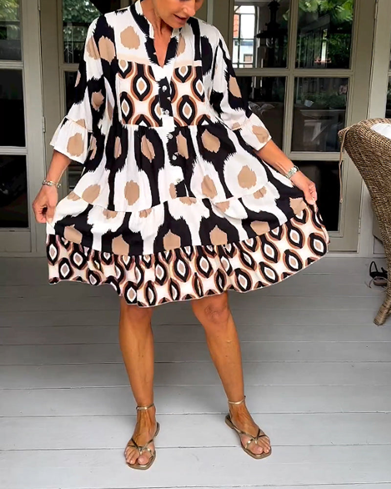 Lunora® | bedrucktes Kleid mit 3/4 Ärmeln