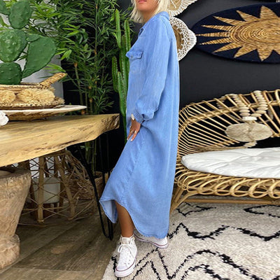 Lina™ – Langärmiges Maxikleid aus Denim