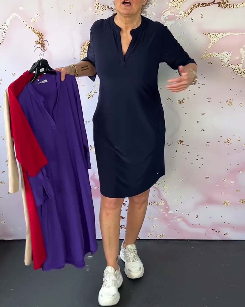 Lunora | Schlichtes V-Ausschnitt Kleid