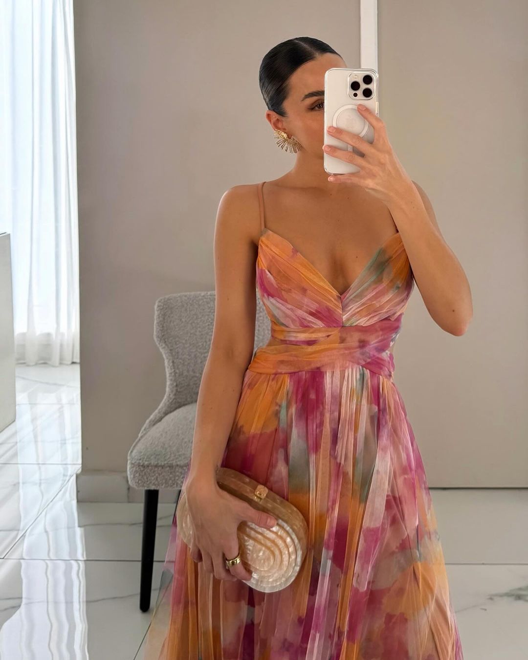 Eléna | Elegantes langes Kleid mit Blumenprint