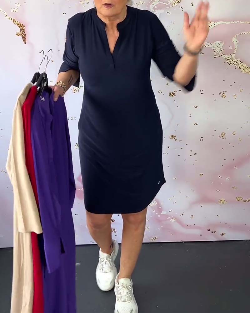 Lunora | Schlichtes V-Ausschnitt Kleid