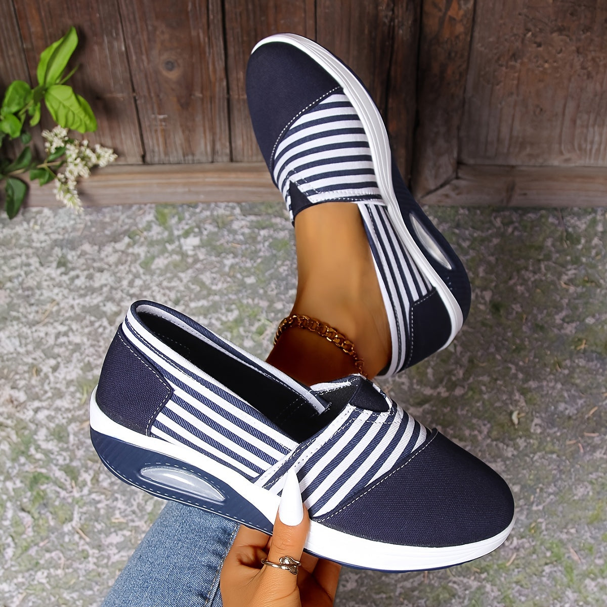 🔥 Tagesangebot 50 % Rabatt – Bequeme, gestreifte orthopädische Slip-On-Sneaker für Damen