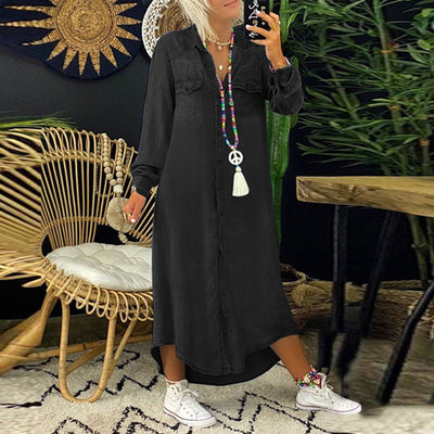 Lina™ – Langärmiges Maxikleid aus Denim