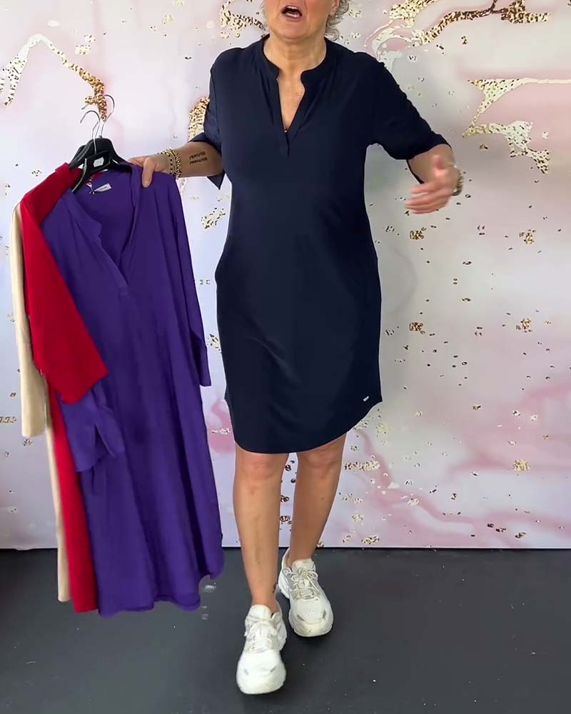 Lunora | Schlichtes V-Ausschnitt Kleid