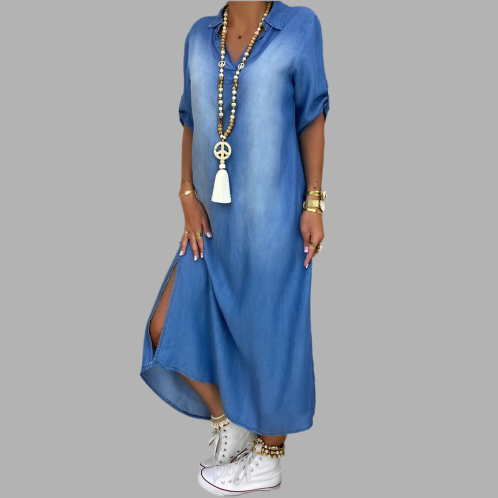LEA|Langes Kleid im Jeans-Stil