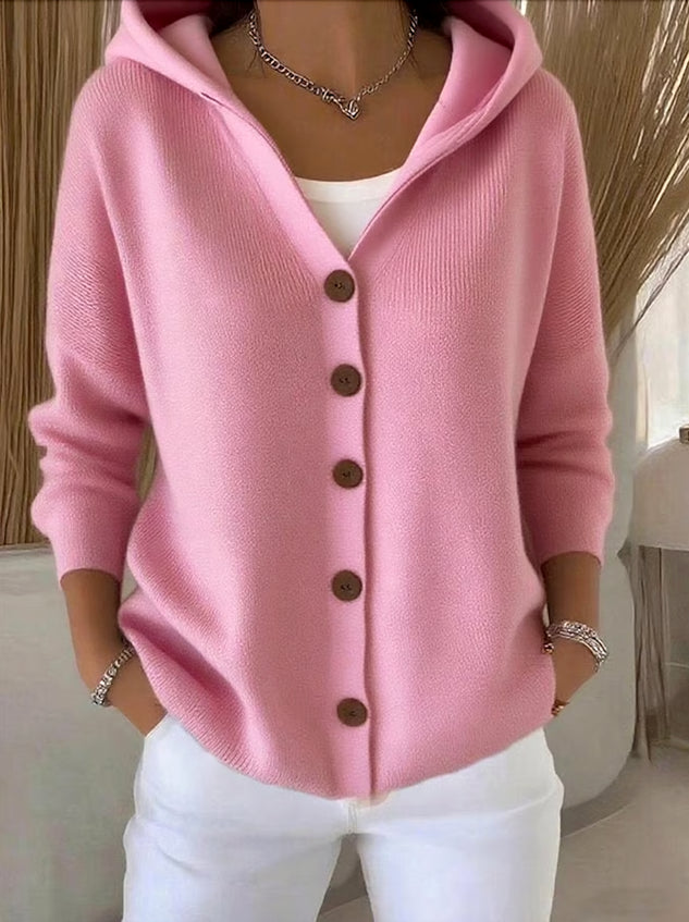 Damen-Cardigan aus Baumwolle, glatt, bequem, lässig, langärmelig