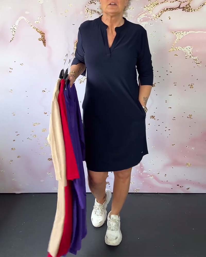 Lunora | Schlichtes V-Ausschnitt Kleid