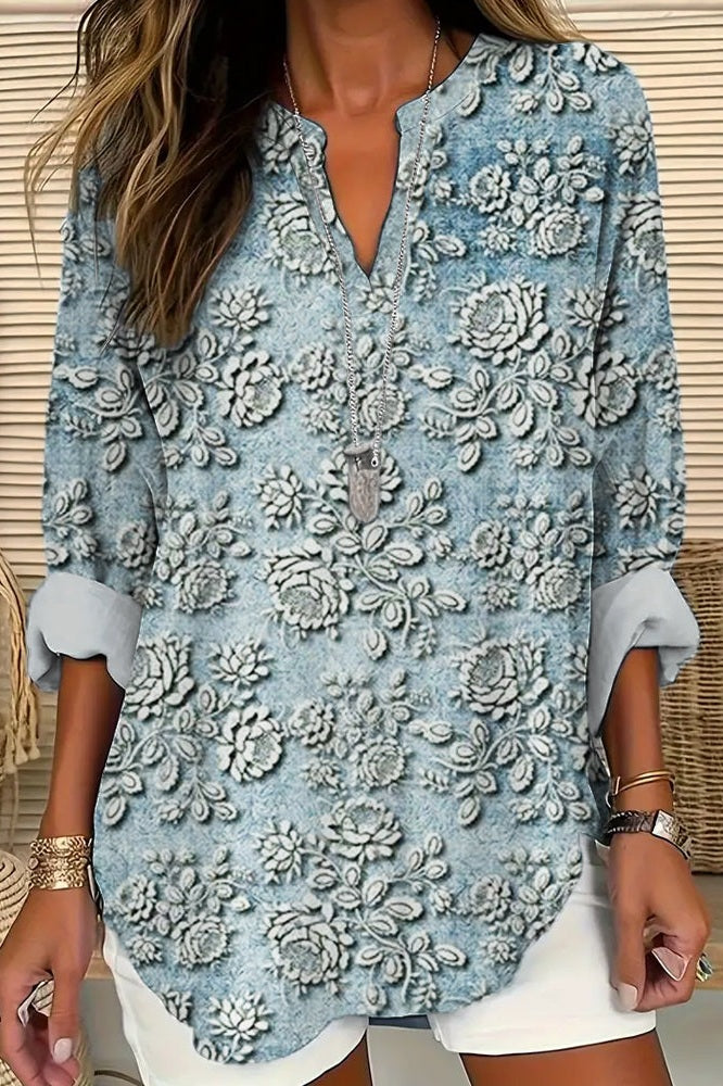 Blaue Dusk Bloom Bluse