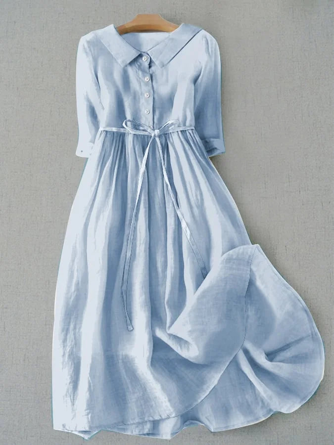 AZULAH | Elegantes Kleid mit kurzen Ärmeln und einer Schleife an der Taille