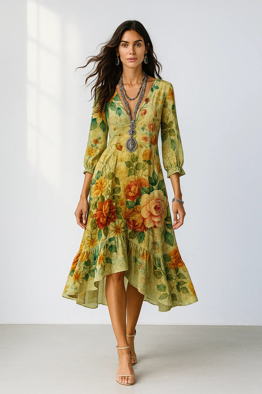 Leichtes Maxikleid mit Blumenmuster im Bohemian-Stil