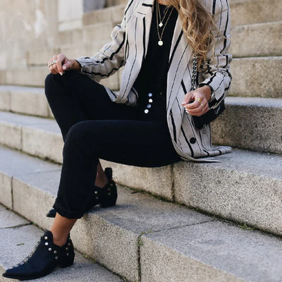 Damen Stiefeletten aus Wildleder/Leder – Boho Chic Style mit Nieten | Bequem und vielseitig