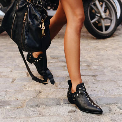 Damen Stiefeletten aus Wildleder/Leder – Boho Chic Style mit Nieten | Bequem und vielseitig