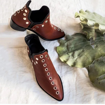 Damen Stiefeletten aus Wildleder/Leder – Boho Chic Style mit Nieten | Bequem und vielseitig