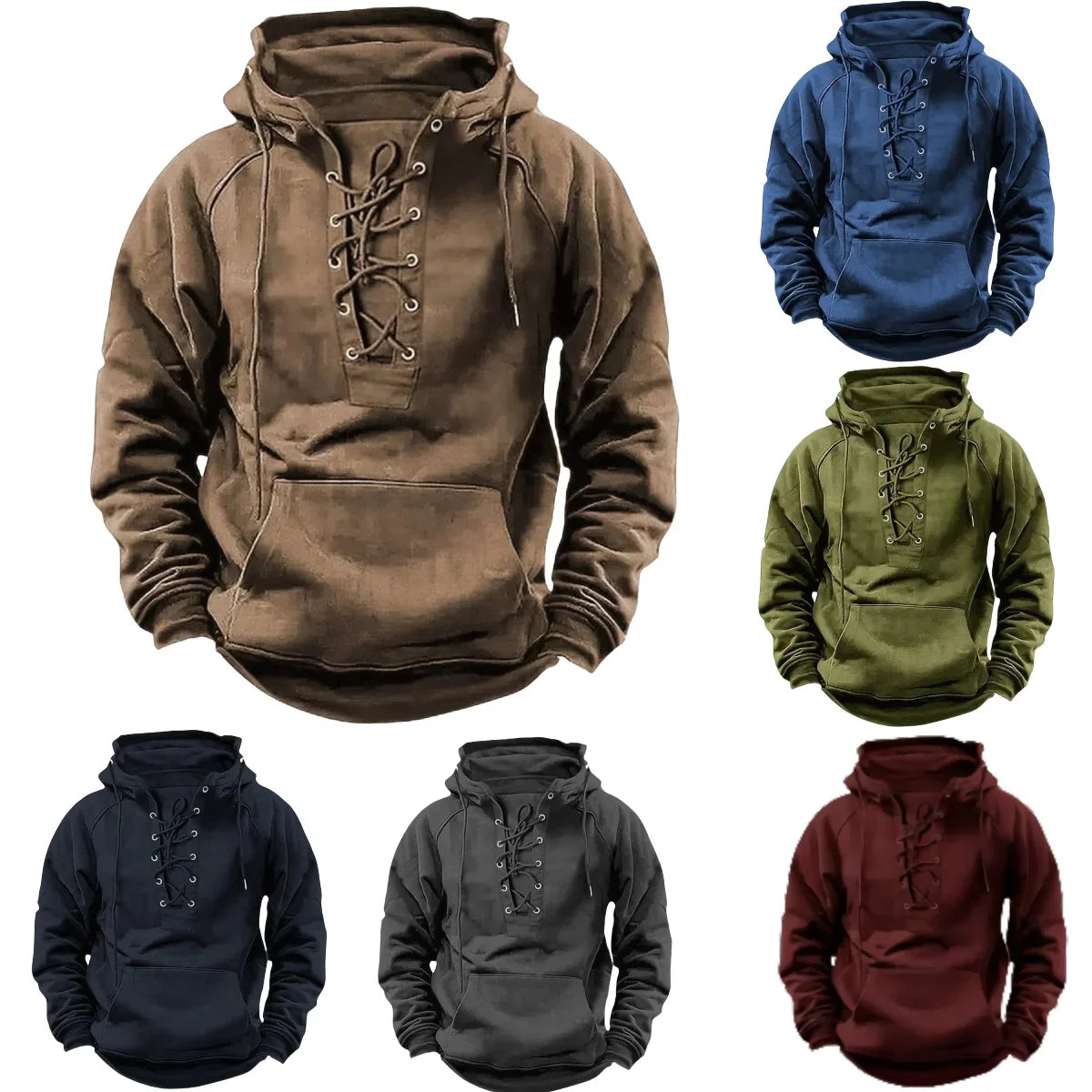 Léon™ – Retro-Outdoor-Hoodie mit Schnürung, entworfen für Herbst und Winter