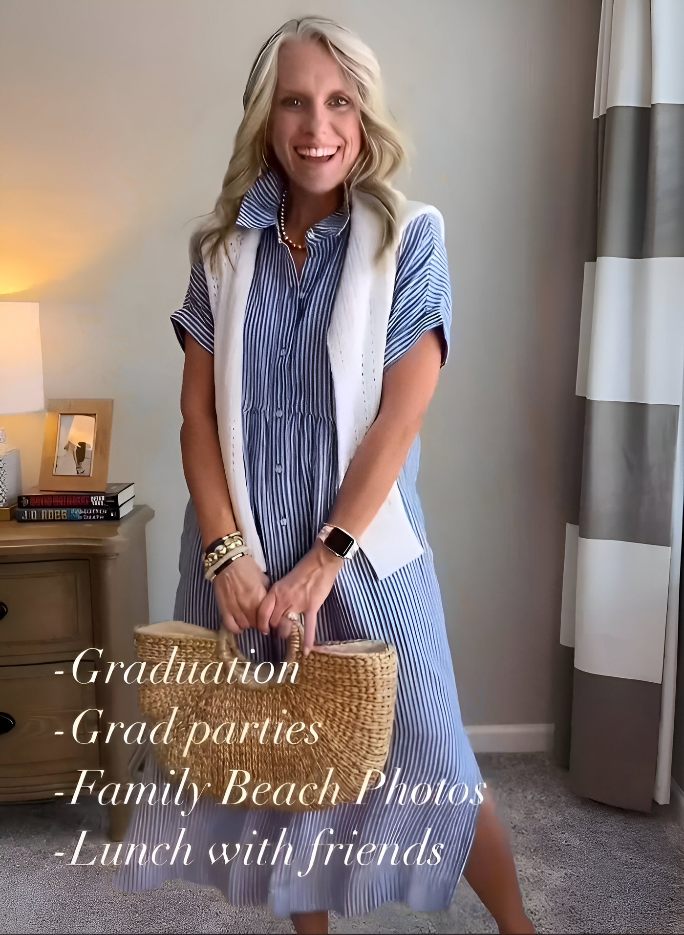 Fioria Schmeichelhaftes gestreiftes Hemdkleid