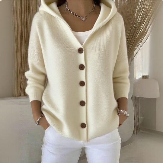 Damen-Cardigan aus Baumwolle, glatt, bequem, lässig, langärmelig