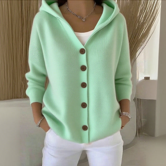 Damen-Cardigan aus Baumwolle, glatt, bequem, lässig, langärmelig