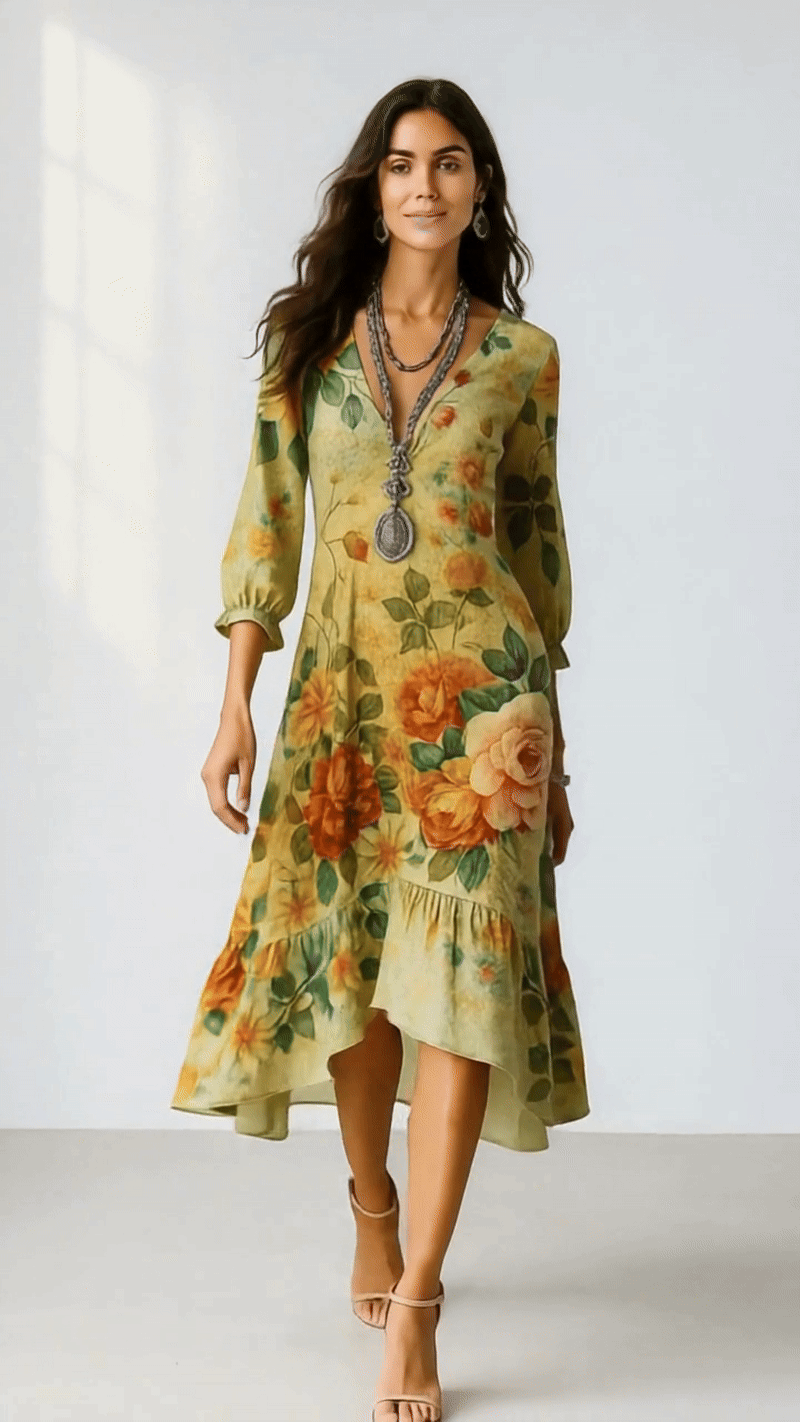 Leichtes Maxikleid mit Blumenmuster im Bohemian-Stil
