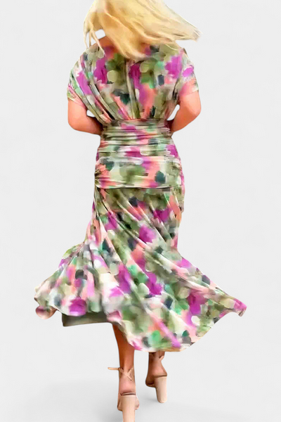 Alondra Langes Kleid Floral Fantasy V-Ausschnitt Fantasy Kleid