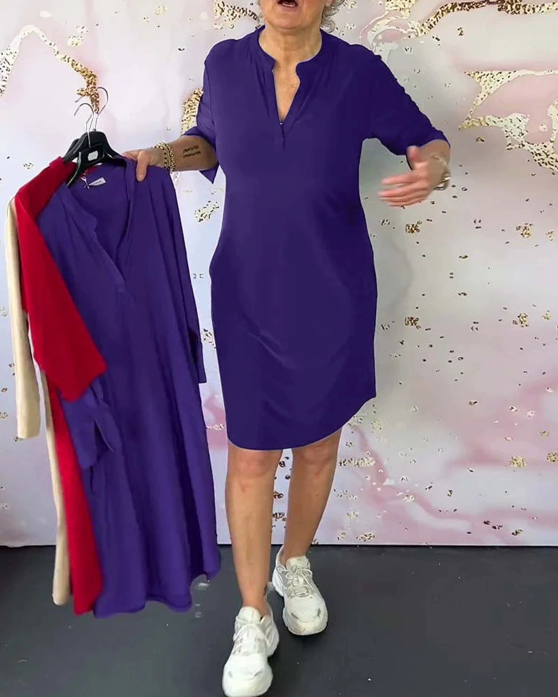 Lunora | Schlichtes V-Ausschnitt Kleid